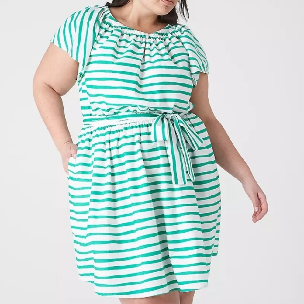 Lane Bryant green stripe dress NWOT